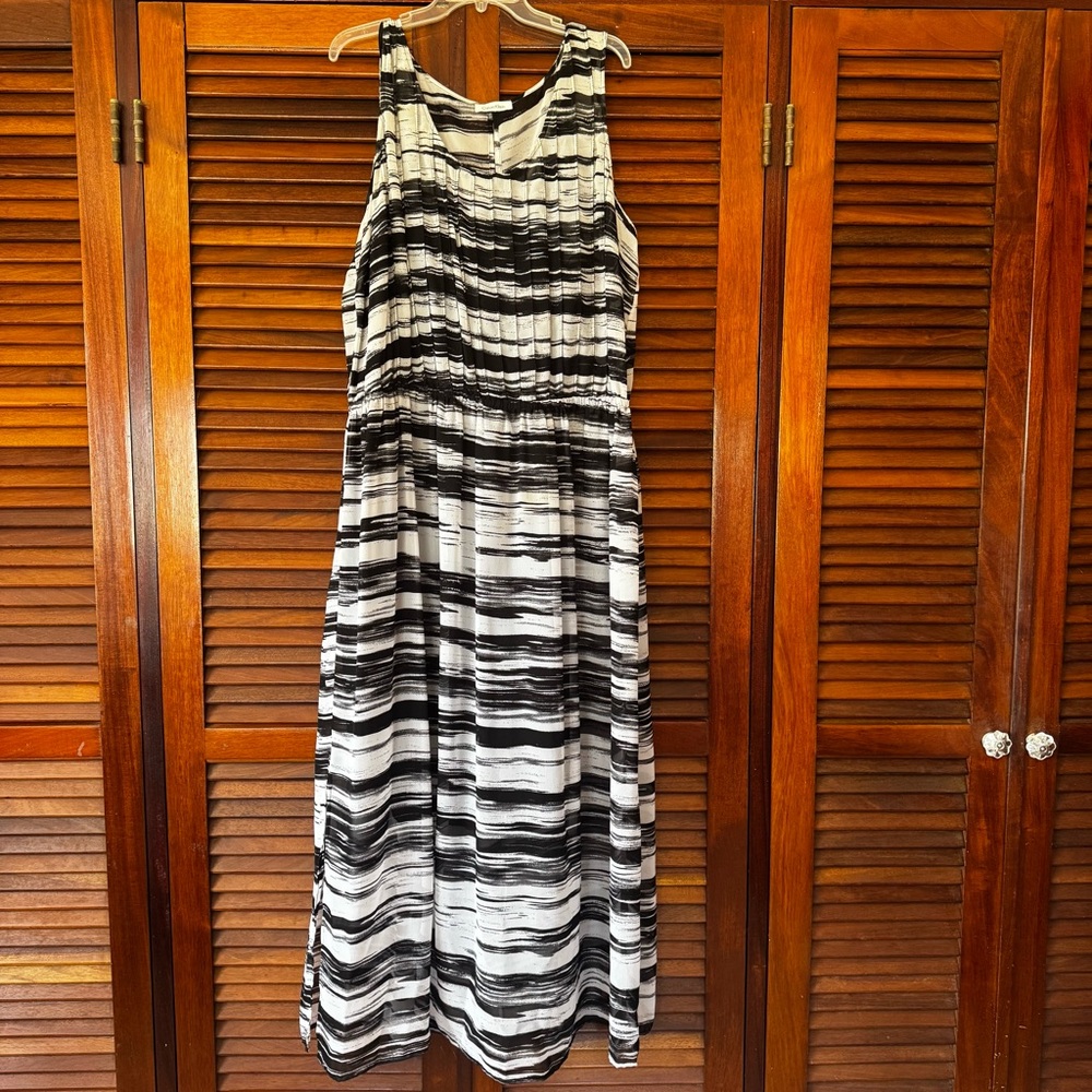 Calvin Klein Monochrome Striped Maxi Dress